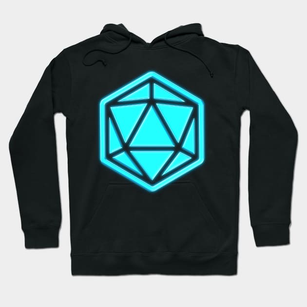 80s Retro D20 Neon Glow Hoodie by SimonBreeze